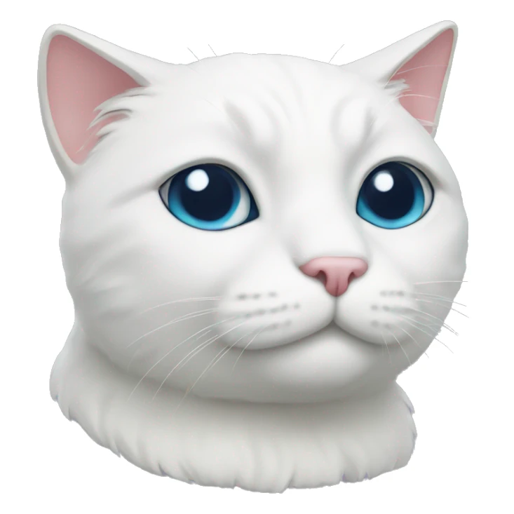 white cat with different colored eyes and a mustache sticker