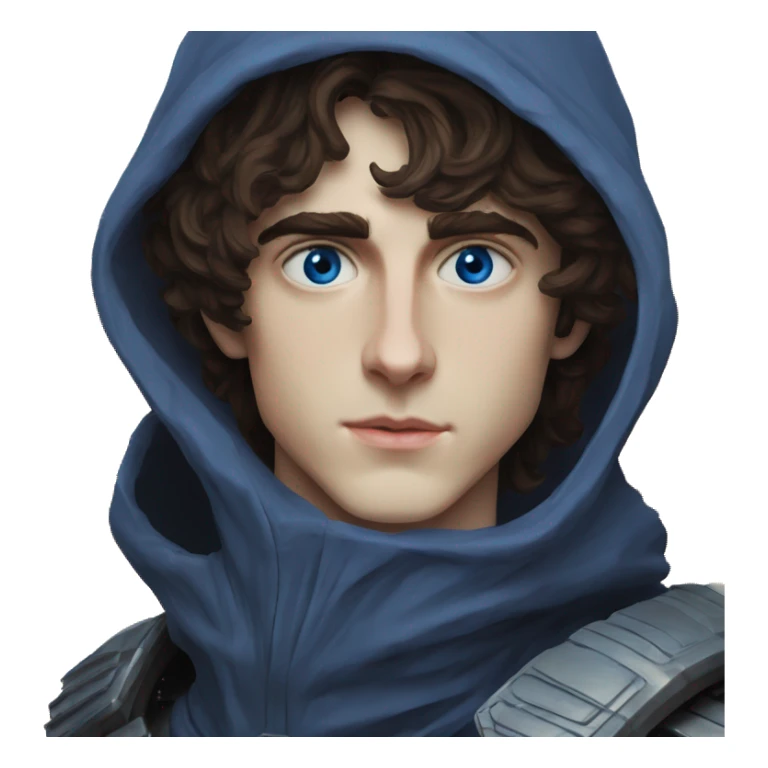 paul atreides timothee chalamet blue eyes with hood in dune  sticker