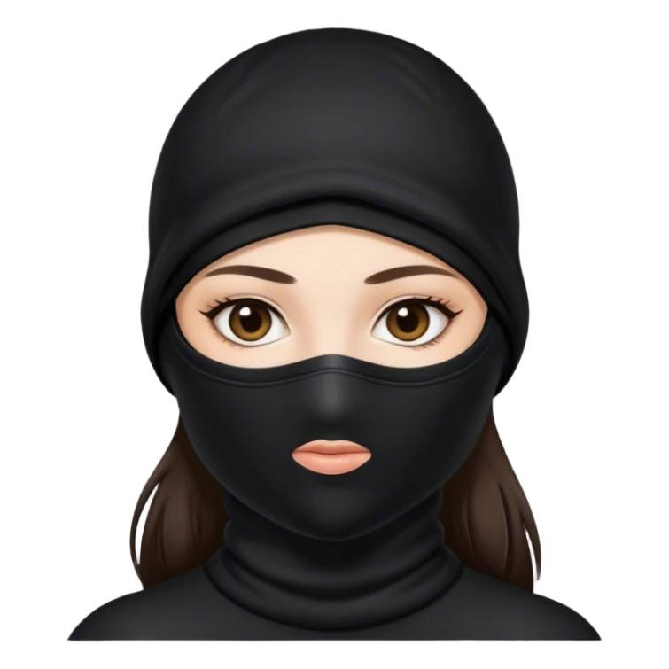 brunette girl wearing black balaclava sticker