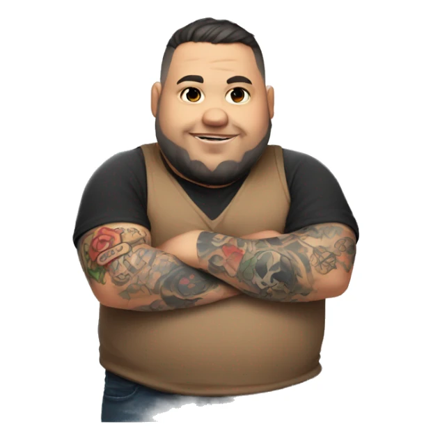chibi chubby gamer dad w/ tattoo on his right arm sticker
