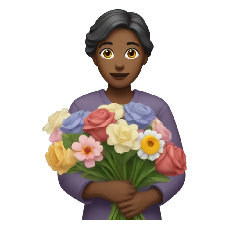 Woman with bouquet of flowers sticker