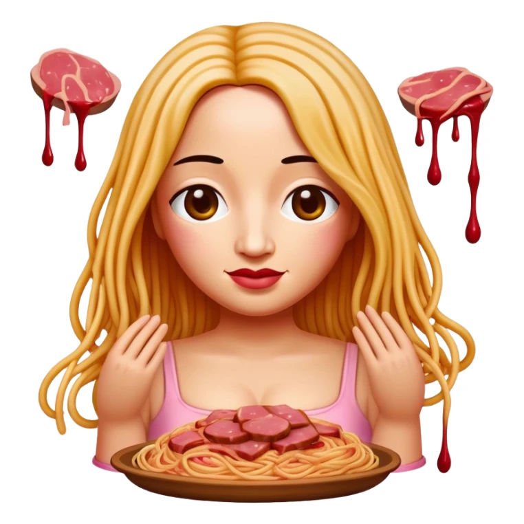  SPAM meat melted pink dripping sauce spaghetti dress monalisa portrait sticker