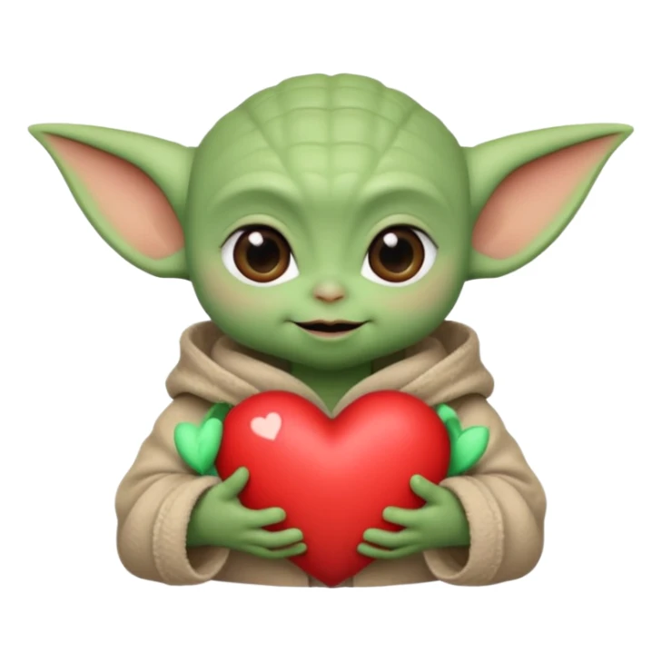 Baby yoda with heart sticker