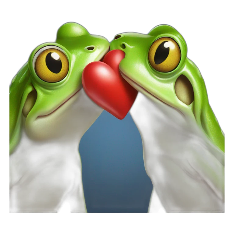 two frogs kissing with a heart over their heads sticker