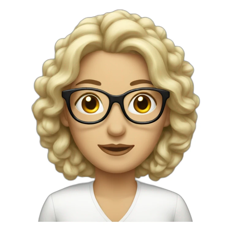 Mujer con moño, gafas de pasta blancas sticker