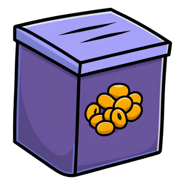 cartoon box of raisins with some raisins visible sticker