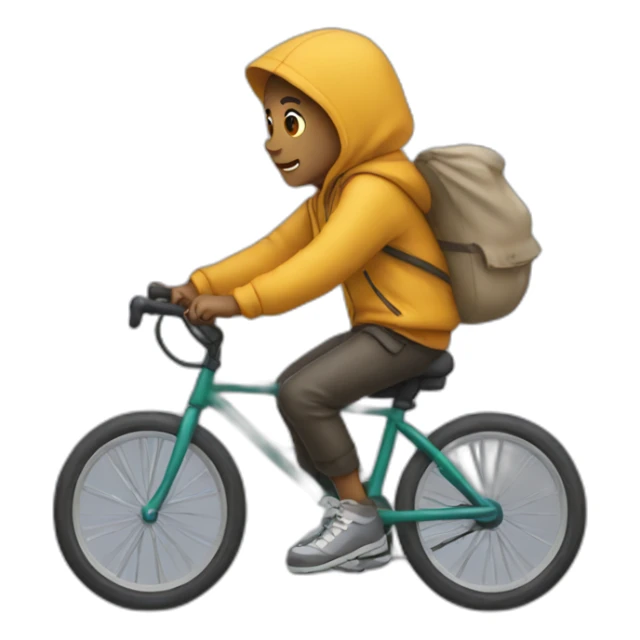 boy riding a bicycle with a hoodie on sticker