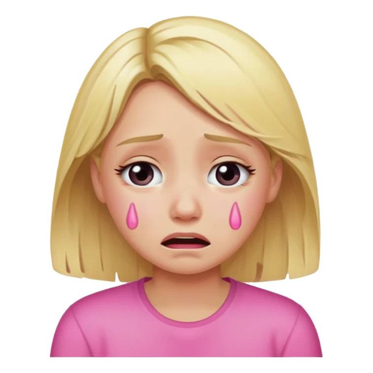 Blonde girl wearing pink crying. sticker