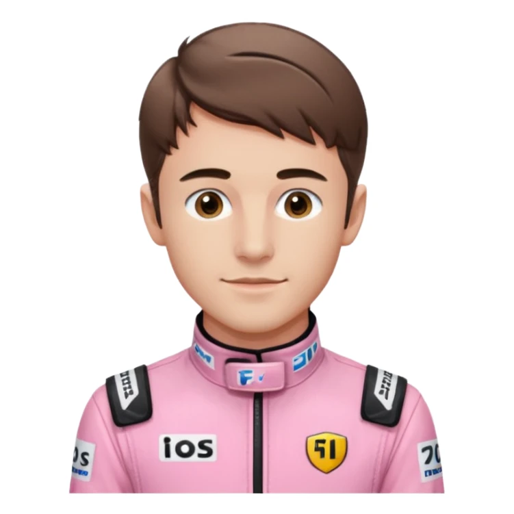 F1 driver Charles Leclerc wearing pink racing overall sticker