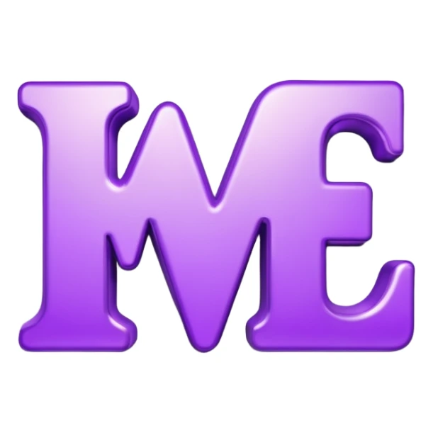 3D text that spells "me" in a shiny purple fancy font  sticker