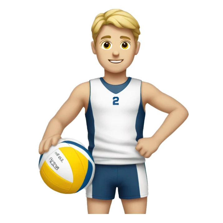A white boy holding a Summer volleyball  sticker