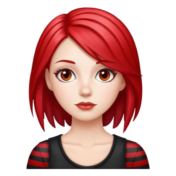 White girl with red and black striped hair sticker