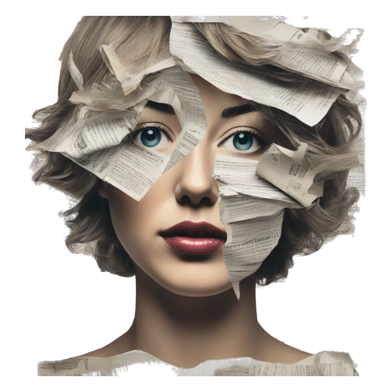 Surreal  collage portrait newspaper cuttings abstract person face sticker