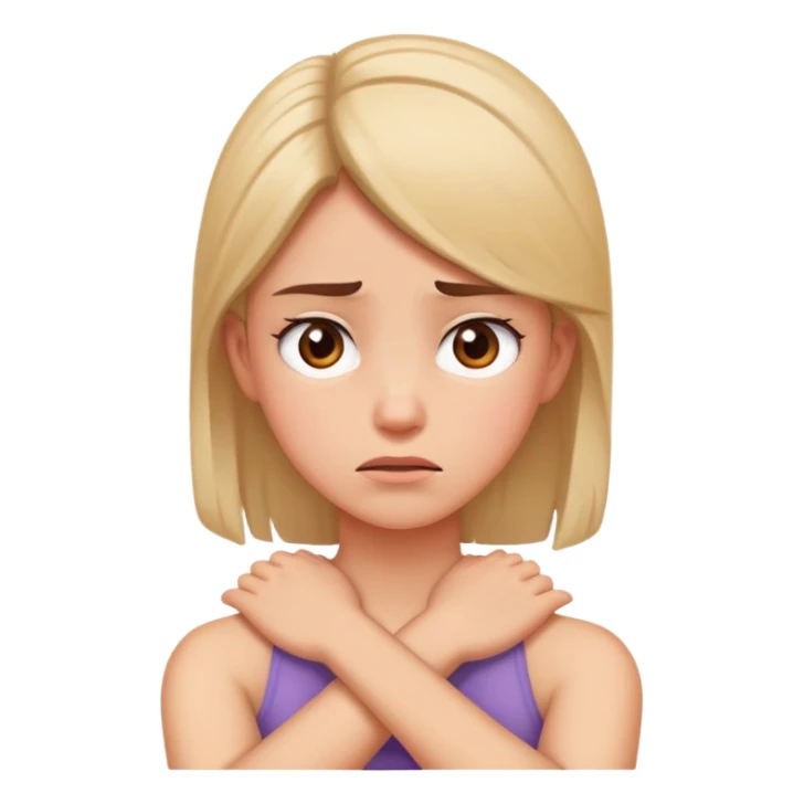 A girl looking frustrated with arms crossed on neck sticker