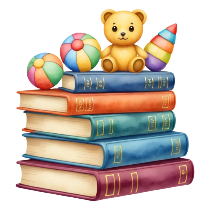 watercolor books and toys sticker