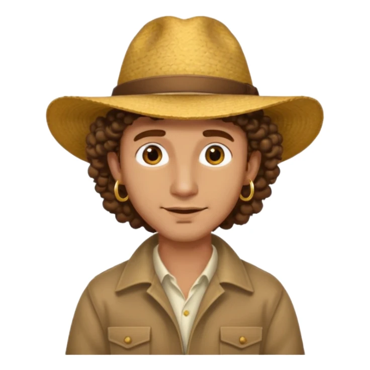 man curly hair and big earrings and and hat wearing sticker