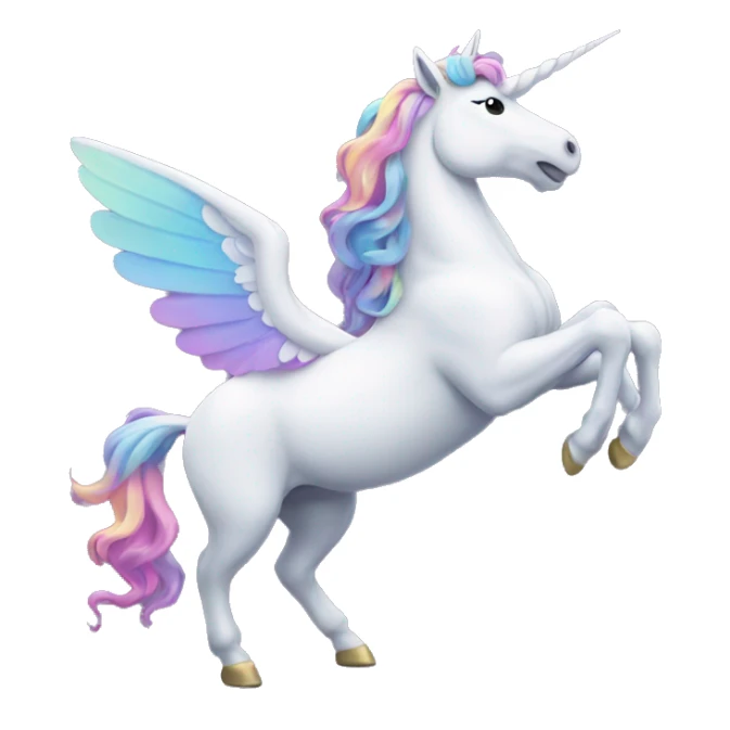 A unicorn with wings lifts its front foot at 45 degrees. sticker