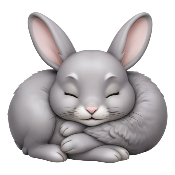 Meme-Worthy Cute Sleeping Grey Rabbit Portrait Emoji, Head resting peacefully with a contented smile, showcasing a delightfully compact build and a luxuriously soft grey fur, eyes shut in a serene nap, Simplified yet hilariously adorable features, highly detailed, glowing with a soft, drowsy light, high shine, relaxed and utterly lovable, stylized with an air of playful laziness, bright and heartwarming, soft glowing outline, capturing the essence of a comically sleepy bunny, so meme-worthy it feels like it could instantly become the next viral sensation of adorable slumber! sticker