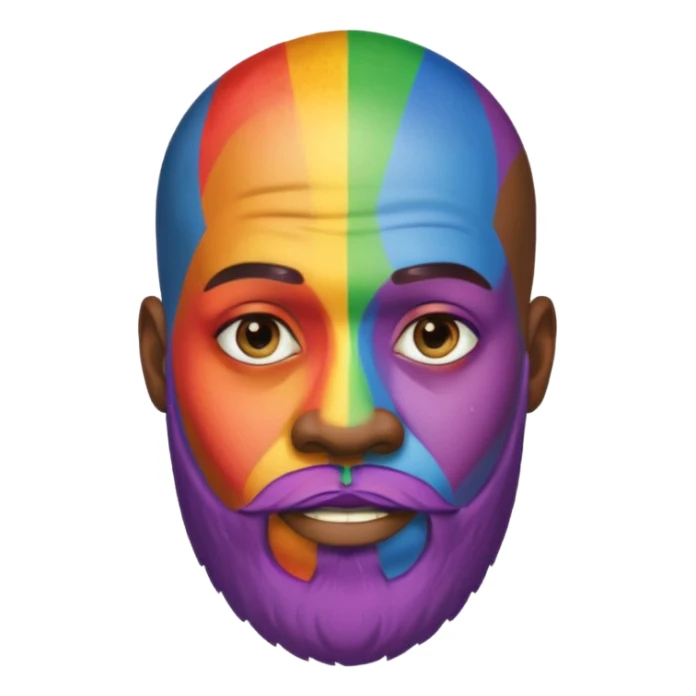   Gay African Man with rainbow skin with beard and bald head  sticker