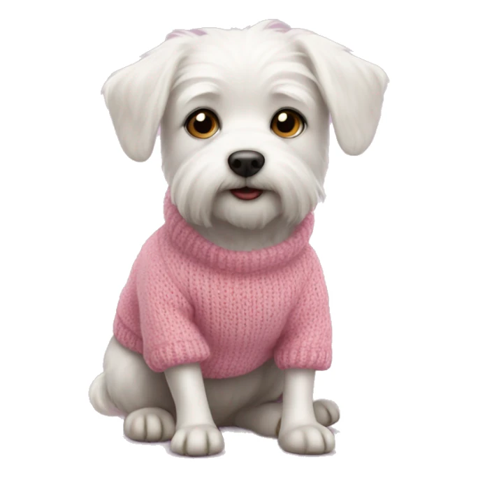 little white dog in a pink sweater  sticker