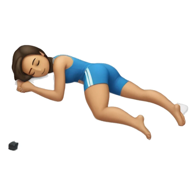 brunette girl sleeping in the gym sticker