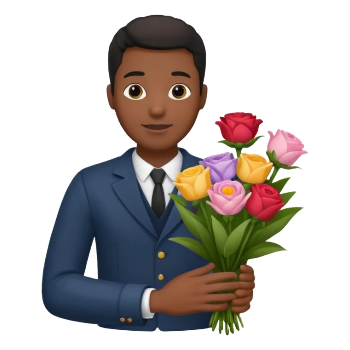 Black Male hand give a bogue of flowers sticker