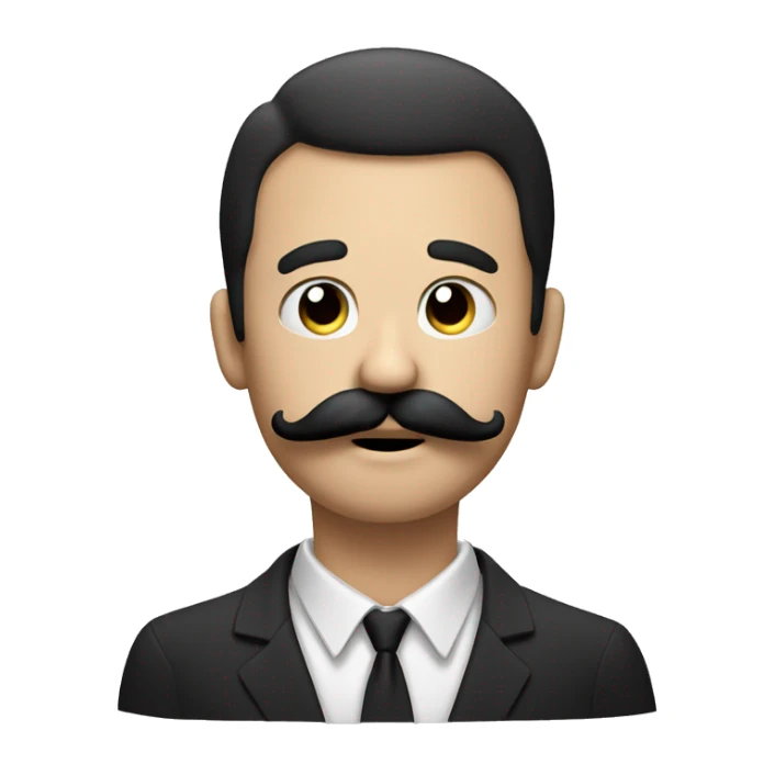 a simple emoji with mustache scratches its chin with its hand and thinking sticker