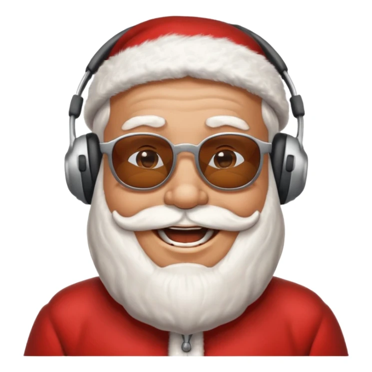 santa klaus with sunglasses with big smile with headphones sticker