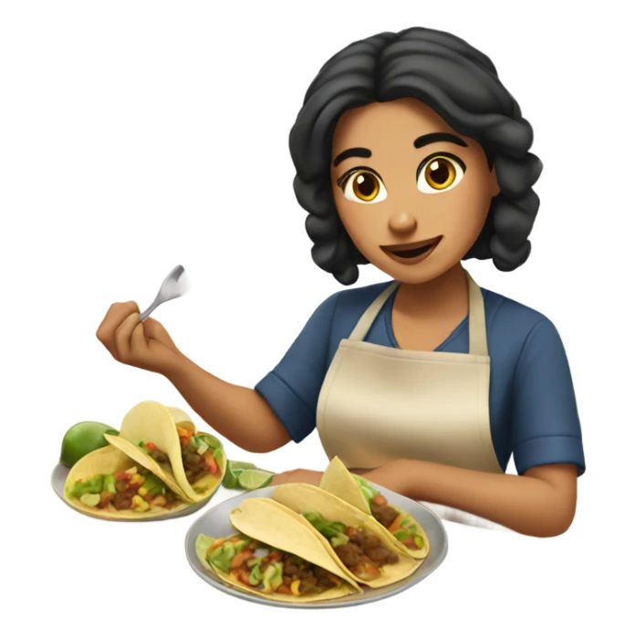 Mexican girl cooking tacos sticker