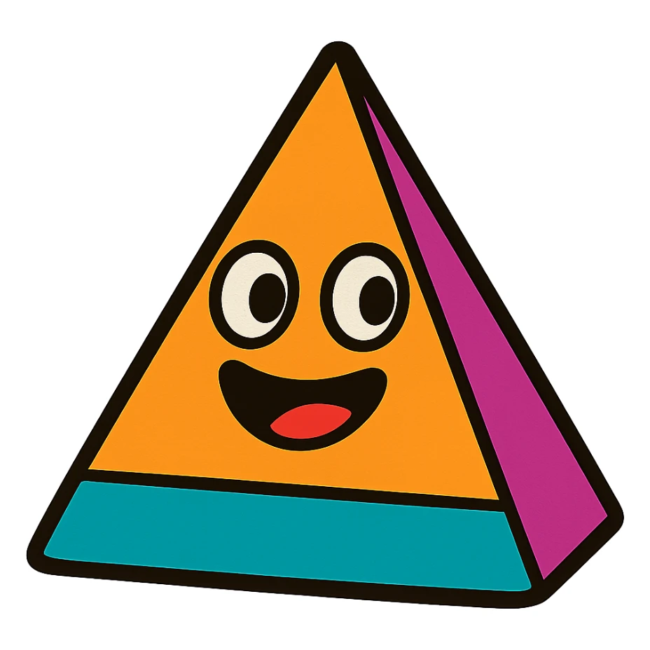 colorful large triangle, cartoon style sticker