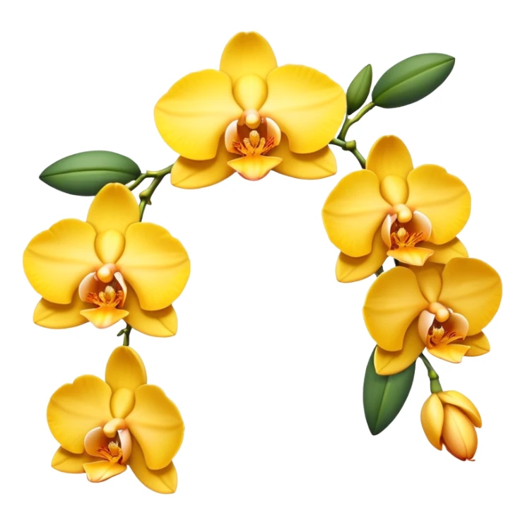 Yellow side facing orchid flower of indian wedding garland sticker