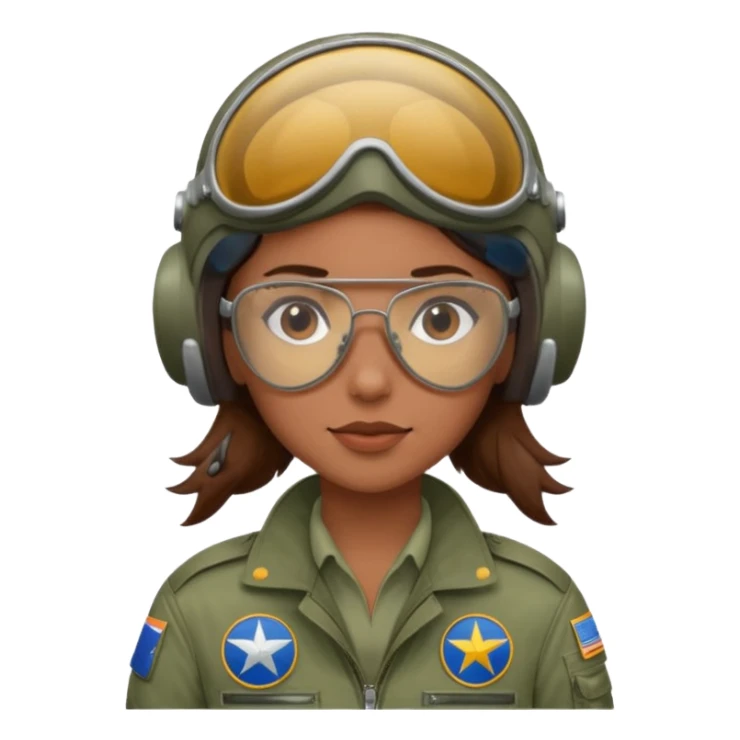 A female pilot with medium skin and tied-back brown hair sticker