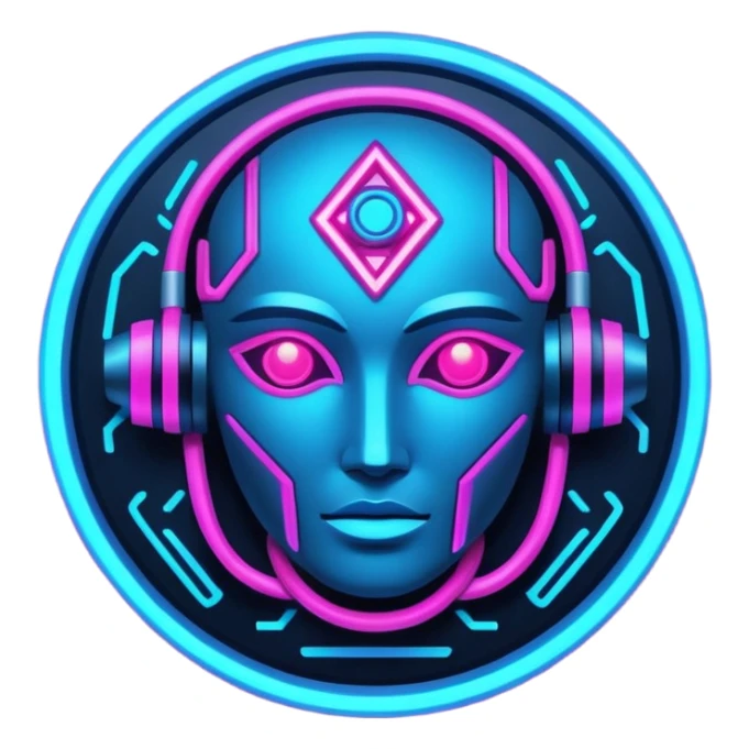 neon cyberpunk-themed icon representing artistic talent sticker