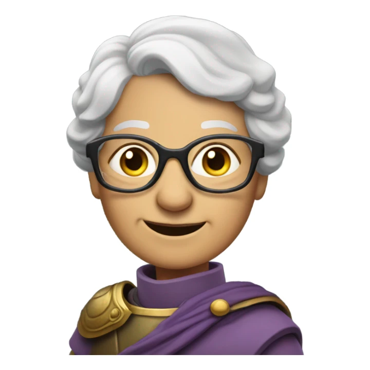 smiling old lady with glasses in Roman Soldier Armour  sticker