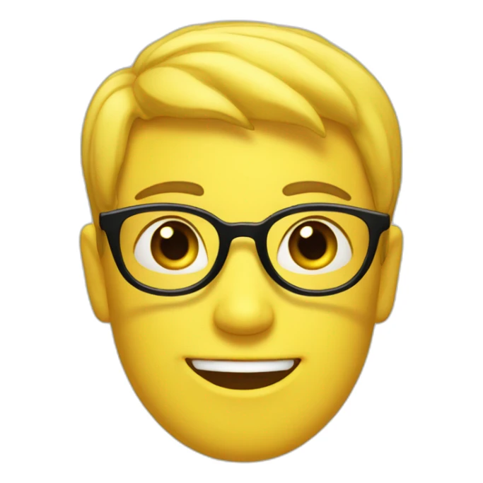 Yellow circle head With a cheerful expression with black eyes black glasses Hair on the head iOS version  sticker