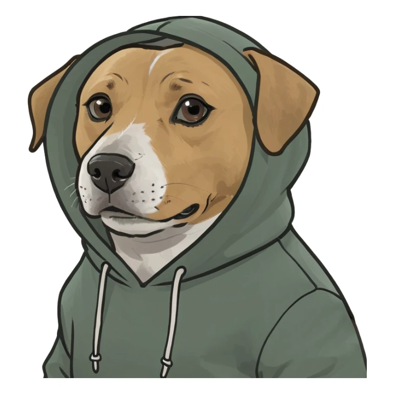dog wearing a hoodie sticker