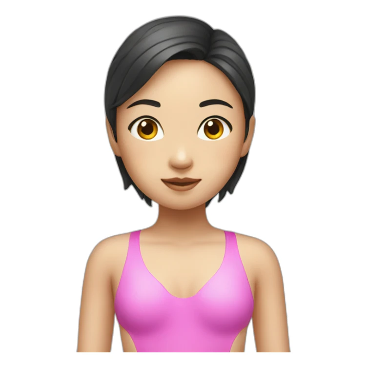 swimming asian girl in pink swimsuit sticker
