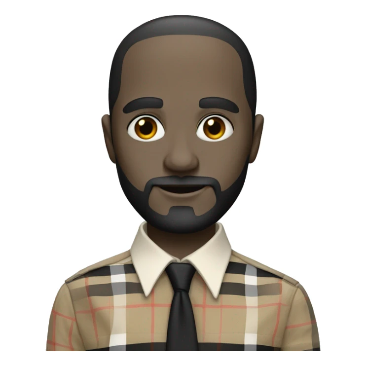 A pale man with a black beard and comb over wearing a burberry shirt  sticker