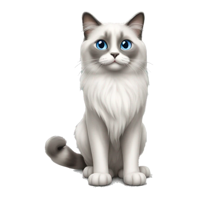 blue eyed ragdoll cat with grey face, legs and tail walking sticker