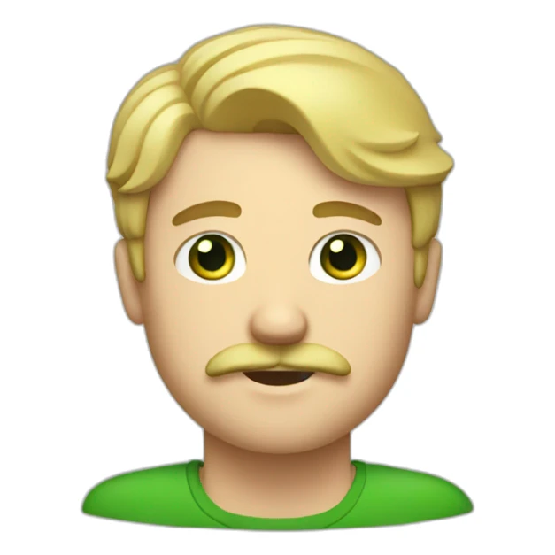 Guy with blonde hair and a mustache and green eyes sticker