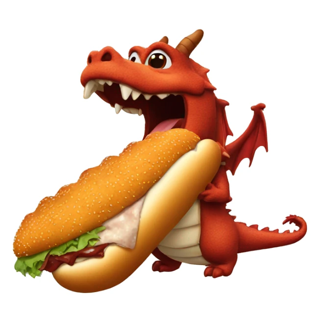 Dragon eating mcrib sandwich sticker