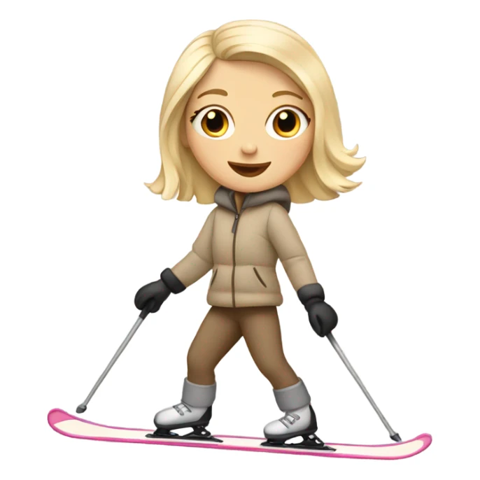 blond girl on a beige skis sticker