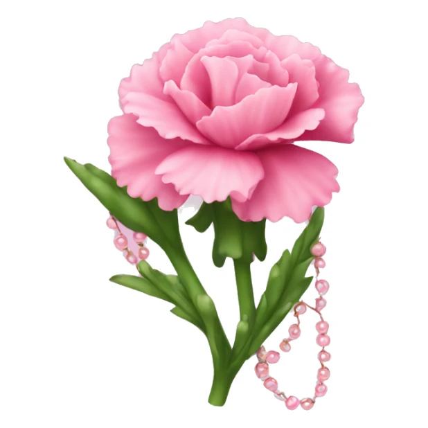 Pink carnation with string of pearls  sticker