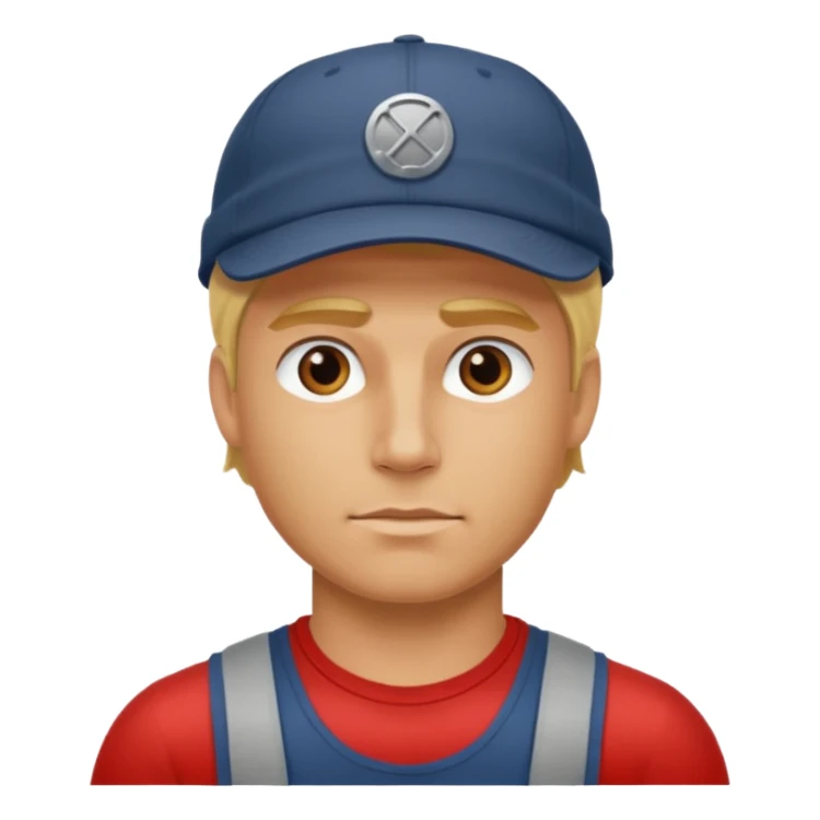 Homme fort blond  casquette sticker