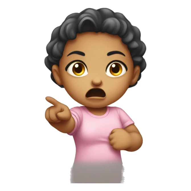 angry baby girl pointing with hand sticker