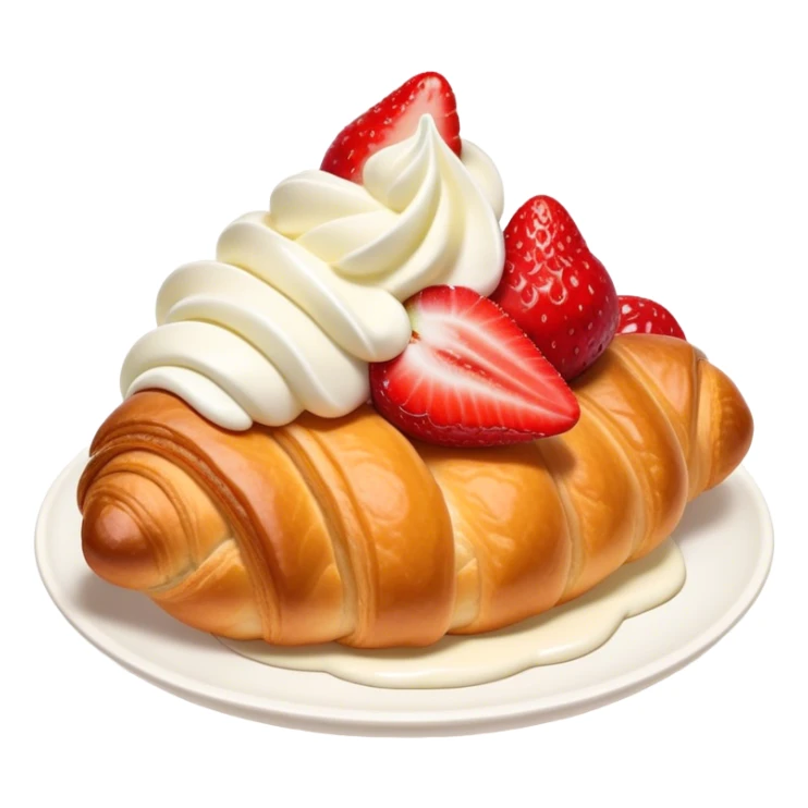 Brioche croissant with creamy mascarpone and strawberries inside sticker
