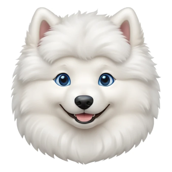 fluffy white Samoyed dog with blue eyes, smiling sticker
