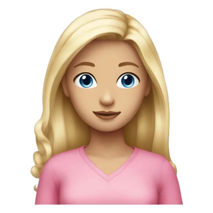 Blond girl blue eyes pink clothes sticker