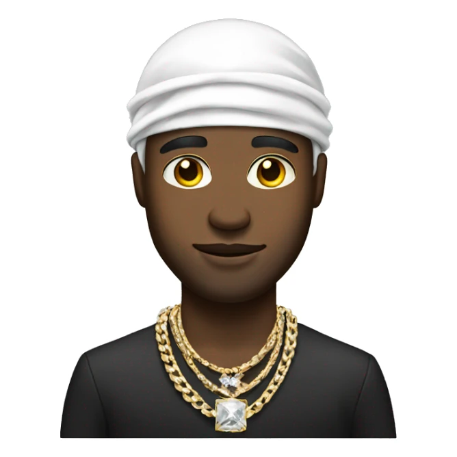 a black rich man wearing a white durag and diamond chains sticker