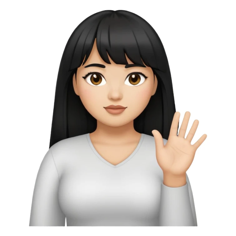 Latina girl with bangs black long hair plus size with raised hand sticker